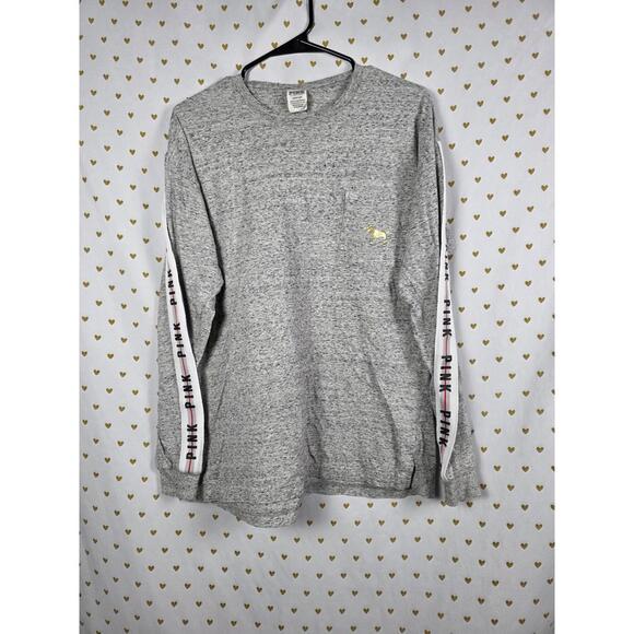 Victorias secret pink BLING SEQUINED dog logo campus tee shirt large - Picture 2 of 5